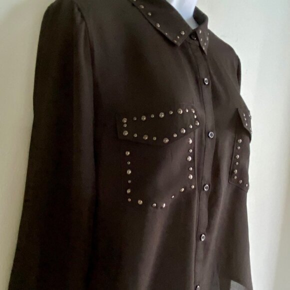 Wild Fable Black Button Down Shirt with Rivets - Picture 5 of 10